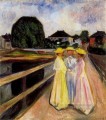 Tres chicas en el embarcadero 1903 Expresionismo de Edvard Munch